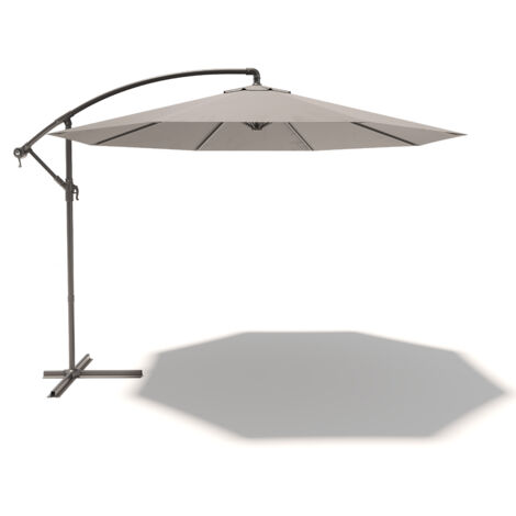 Ombrellone 3x3 M Decentrato Retrattile Braccio Rotabile 360° Chiusura Manovella Base A Croce Giardino Esterno Piscina Bar In Acciaio Inossidabile Telo 180 g/m2 Impermeabile Anti UV (Grigio Scuro)