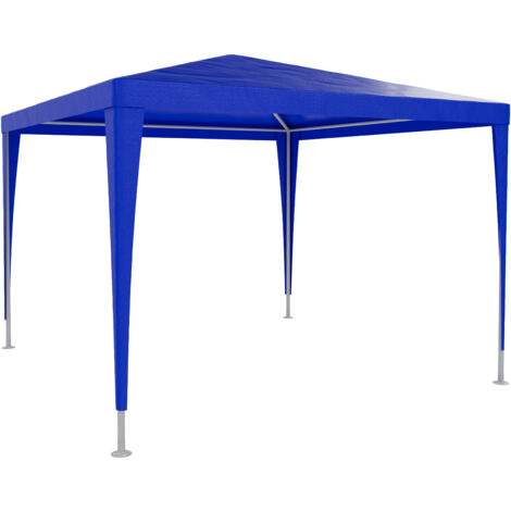 Gazebo 3 x 3 Metri Struttura in Acciaio Copertura In PE 110 gr/m² Impermeabile Idrorepellente Resistente Raggi Solari UV Tenda Ombrellone Per Fiere Pic Nic Campeggio Esterno Giardino Piscina Blu