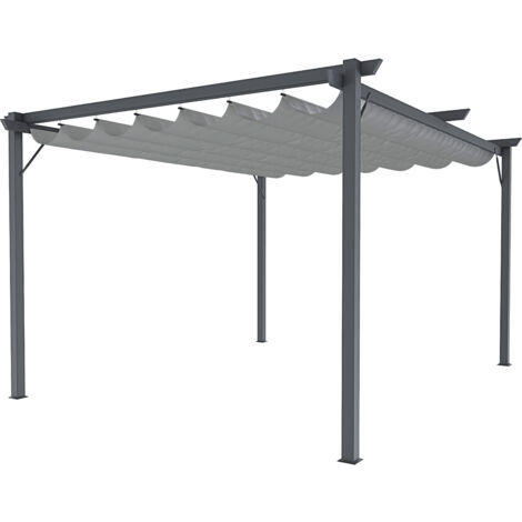 Gazebo Pergola 3 x 4 M Pergolato Con Telo Bianco Impermeabile Retrattile Richiudibile Struttura In Acciaio Bianco Per Giardino Terrazzo Piscina Esterno Fiere Campeggio Design Elegante Moderno - Colore