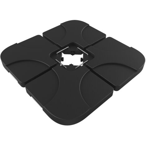 Set 4 Supporto Pesi Base Ombrellone Parasole Da Giardino In Plastica HDPE Riempibili Con Acqua E Sabbia 60 Litri / 100 Kg Adatti Per Ombrelloni Base A Croce 50 x 50 x 7.5 cm Nero (1/5)