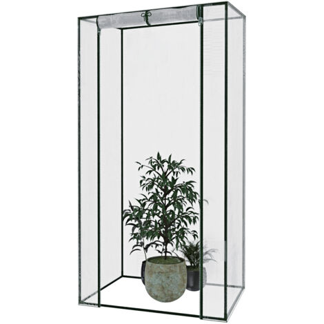Serra Per Orto Giardino Terrazzo Balcone Senza Ripiani Struttura Metallo Verniciato Telo Trasparente In PVC Con Porta Avvolgibile Apertura A Cerniera Protezione Piante Giardinaggio 95 x 70 x 190 Cm