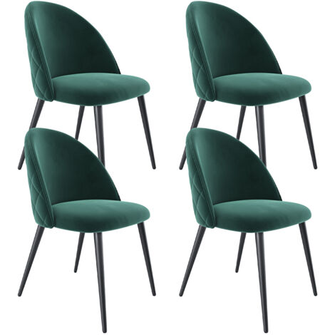 Set di 4 Sedie Imbottite Da Pranzo Ufficio In Velluto Sedia Con Gambe In Metallo Con Schienale Seduta Comoda Per Soggiorno Salotto Camera Design Goodsprings 43 x 47.5 x 80 Cm (Verde)