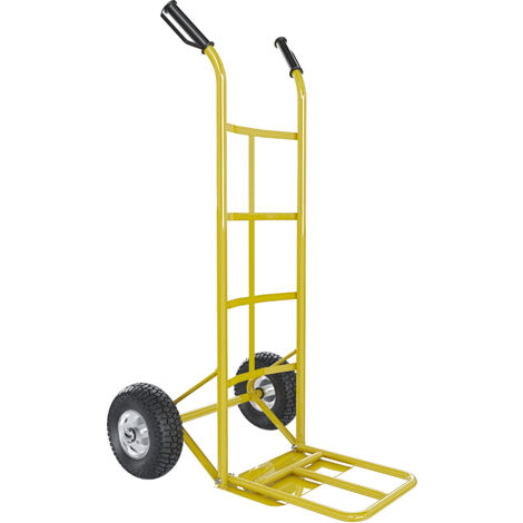 Carrello Portapacchi Portata Max 250 Kg A Mano Portatutto Ribalta Acciaio Tubolare Ruote Pneumatiche Rinforzate Trasporto Grandi Pacchi Portasacchi Portacasse Grandi Volumi 63 x 53 x 116 Cm (Giallo)