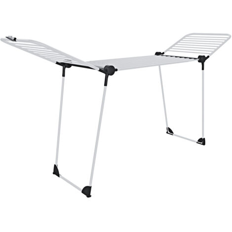Stendibiancheria Estensibile Fino a 2 Metri Griglia Telescopica 30 M di Stenditura Stendino Grandi Dimensioni Ali Alte Uso Interno Esterno Con Ruote Richiudibile 218-300 x 55 x 126 cm (Bianco e nero)