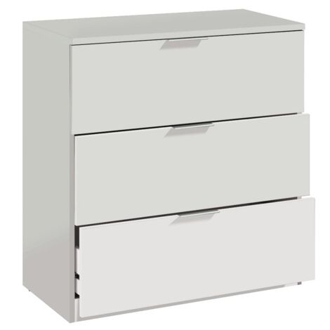 Cassettiera 3 Cassetti Comodino Senza Piedi Comò Mobile Camera da Letto Salvaspazio Finitura Antigraffio Design Minimal Moderno Arredo Casa Studio Lavanderia Corridoio 77 x 38 x 80 Cm Bianco (1/2)