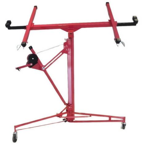 Sollevatore Per Pannelli Alzalastre Per Cartongesso Professionale Con Certificato CE Portata Di 68 Kg Pieghevole Regolabile In Altezza XXL 140 - 350 cm Altezza Di Lavoro Alzapannelli Rosso