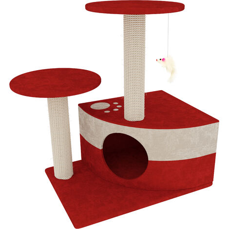 Albero per Gatto con Graffiatoio Cuccia Giocattolo Gatti Parco Giochi Tiragraffi in Sisal Naturale 71 x 44 x 33 cm