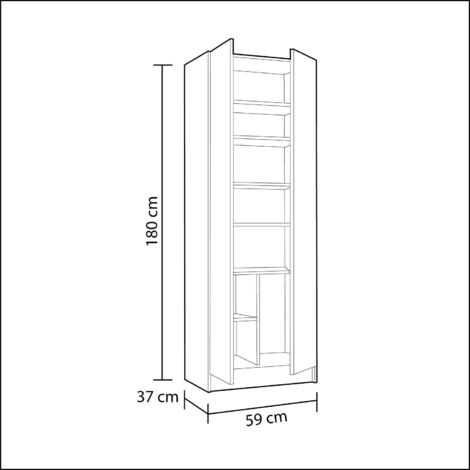 Armadio Armadietto Multiuso A Colonna 2 Ante Battenti E 8 Ripiani Alphabet Salvaspazio Ideale Per Ingresso Camera Da Letto Dispensa Cucina In Legno 59 x 37 x 180 Cm Colore Bianco