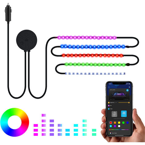 Striscia LED Auto Abitacolo Con App Luci Interne Per Macchina Con 48 LED 9  Colori Multicolore RGB Impermeabile Modalità Musica Kit Illuminazione Con  Telecomando Caricabatterie Per Accendisigari