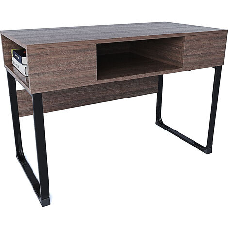 Scrivania Con 3 Ripiani Aperti In Legno Con Gambe In Metallo Scrittoio  Mobile Per Computer Desk Da Ufficio Studio Cameretta Soggiorno Sala Da  Pranzo Design Industrial 110 x 76.5 x 55 cm (Marrone)