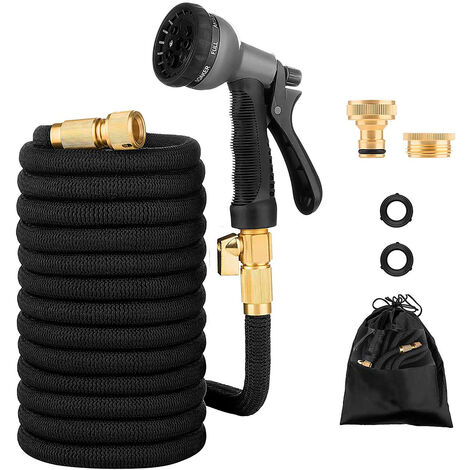 Tubo Da Giardino Estensibile Da 10 a 30 Metri Raccordi In Ottone Massiccio Tubo Flessibile Per Acqua Valvola Di Arresto E Ugello Multifuzione 8 Funzioni Autolavaggio Esterno Giardino (1/5)