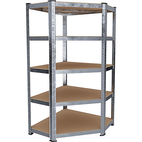 Scaffale Angolare In Metallo E MDF Scaffale Ad Alta Portata Fino a 875 kg Con 5 Ripiani Regolabili Ideale Per Garage Officina Cantina Capannone Magazzino Design Modulare 180 x 90 x 40 cm