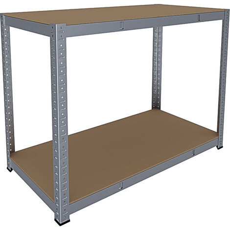 Banco Tavolo Da Lavoro Senza Bulloni In Acciaio Metallo e MDF Portata Fino a 600 Kg Con 2 Ripiani Regolabili Ideale Per Garage Officina Cantina Capannone Magazzino Design Modulare 87 x 120 x 60 cm (1/5)