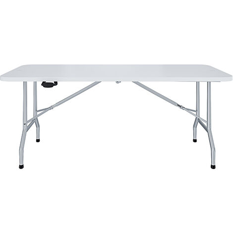 Tavolo Tavolino Pieghevole In Dura Resina Set Birreria Facile Trasporto Con Maniglie Ideale Per Giardino Campeggio Terrazzo Fiere Sagre 180 x 74 x 74 cm Colore Bianco