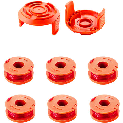 6 Bobine Ricambio Per Decespugliatore Rocchetti Filo Per Tagliabordi Diametro 1,65 mm 3 m di Lunghezza Trimmer In Nylon Con Coperchio Colore Arancione (1/5)