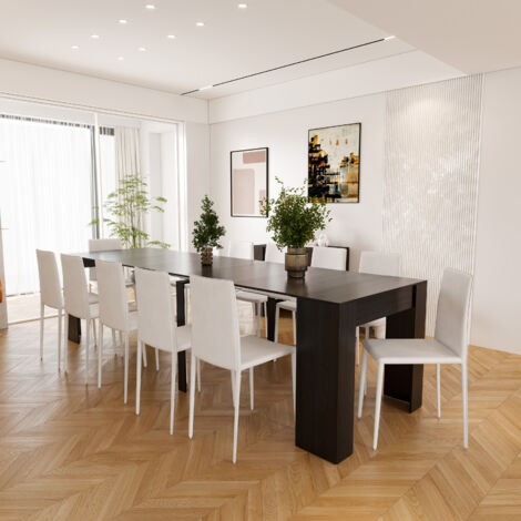 Tavolo Consolle Allungabile Oslo Plus Fino A 2.37 Metri, Tavolo 10 Posti Salvaspazio Multiposizione, Design Moderno Ed Elegante, Consolle Per Casa E Ufficio, 78 x 51 x 90 cm, Colore Nero