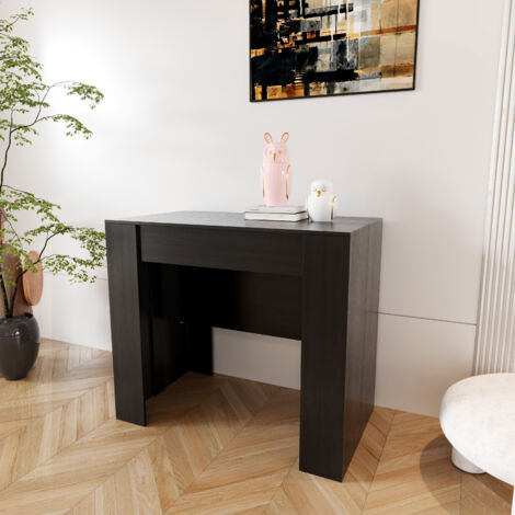 Tavolo Consolle Allungabile Oslo Plus Fino A 2.37 Metri, Tavolo 10 Posti Salvaspazio Multiposizione, Design Moderno Ed Elegante, Consolle Per Casa E Ufficio, 78 x 51 x 90 cm, Colore Nero