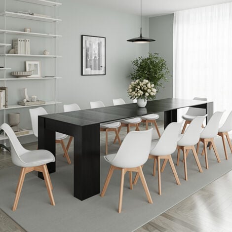 Tavolo Consolle Allungabile Oslo Plus Fino A 2.37 Metri, Tavolo 10 Posti Salvaspazio Multiposizione, Design Moderno Ed Elegante, Consolle Per Casa E Ufficio, 78 x 51 x 90 cm, Colore Nero