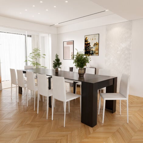 Tavolo Consolle Allungabile Oslo Plus Fino A 3 Metri, Tavolo 14 Posti Salvaspazio Multiposizione, Design Moderno Ed Elegante, Consolle per Casa E Ufficio, 78 x 51 x 90 cm, Colore Nero