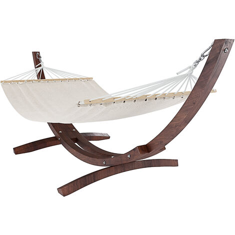 Amaca Da Giardino Con Supporto In Legno Robusto E Telo In Cotone Resistente Portata Max 150 Kg Ideale Per Esterno Terrazzo Balcone Piscina Design Moderno Magelang 320 x 100 x 100 Cm Colore Beige