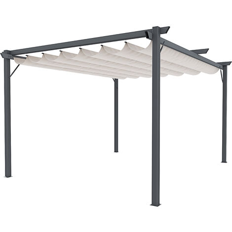 Gazebo Pergola 3 x 4 M Pergolato Con Telo Bianco Impermeabile Retrattile Richiudibile Struttura In Acciaio Bianco Per Giardino Terrazzo Piscina Esterno Fiere Campeggio Design Elegante Moderno - Colore