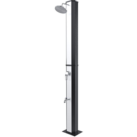 Doccia Solare 35 Litri 220 Cm Per Giardino Piscina Soffione Cromato Getto A Pioggia Con Regolatore Temperatura E Doccetta Per Piedi Attacco Per Tubo Flessibile Piscina Esterno Terrazzo Argento Nero