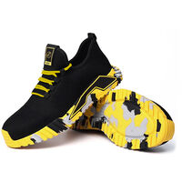 Scarpe Antinfortunistiche da Lavoro Cantiere Leggere Comode Traspiranti Sicurezza Antiscivolo Puntale in Acciaio con Protezione Antiperforazione Certificazione CE (Nero e Arancio, 46) - Misura: 46 - C