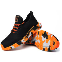Scarpe Antinfortunistiche da Lavoro Cantiere Leggere Comode Traspiranti Sicurezza Antiscivolo Puntale in Acciaio con Protezione Antiperforazione Certificazione CE (Nero e Arancio, 46) - Colore: Nero E