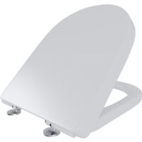 Sedile WC Copriwater Tavoletta UNIVERSALE Rapido Montaggio Con Soft Close Chiusura Ammortizzata Adatta Per Tutti i WC Standard Facile Da Pulire In Plastica Antibatterica 458 x 361 Mm Bianco (Forma D)