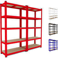 2 Scaffali In Metallo E MDF Scaffale Ad Alta Portata Fino a 875 kg Con 5 Ripiani Regolabili Ideale Per Garage Officina Cantina Capannone Magazzino Design Modulare 180 x 90 x 40 cm (Rosso)