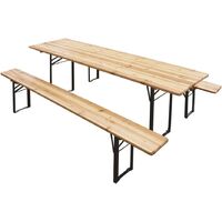 Set Birreria Completo Tavolo Con 2 Panche In Legno Naturale Gambe Pieghevoli Facile Trasporto Mobili Per Bar Pub Giardino Piscina Fiera Picnic Camping Campeggio Feste Sagre (180 x 70 x 75 Cm)