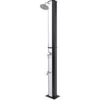 Doccia Solare 35 Litri 220 Cm Per Giardino Piscina Soffione Cromato Getto A Pioggia Con Regolatore Temperatura E Doccetta Per Piedi Attacco Per Tubo Flessibile Piscina Esterno Terrazzo Argento Nero
