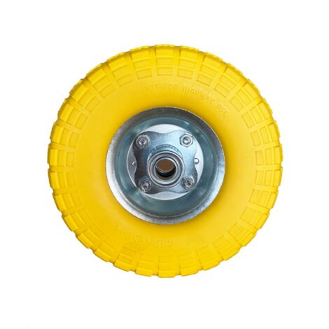 Rueda a prueba de pinchazos amarilla 260 x 85 mm eje desplazado WERKA PRO 20 mm de diámetro