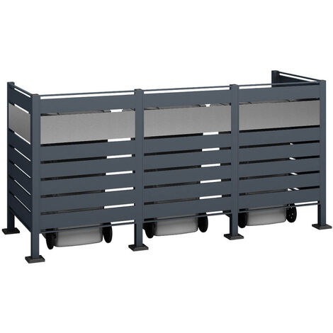 Westmann Metall Mülltonnenverkleidung Planum  3x240 L  Anthrazit Mix  240x90x120 cm