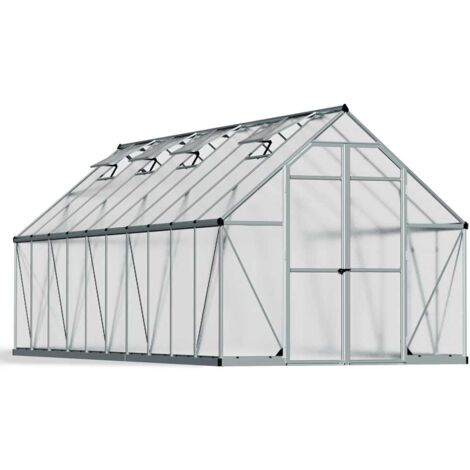 Palram - Canopia Kunststoff Gewächshaus Essence 8x20 silber 607x244x229 cm