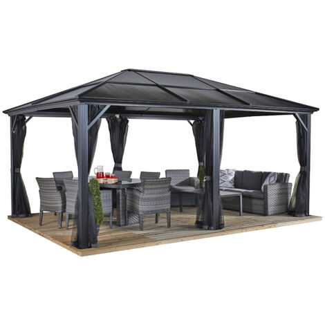 Sojag Aluminium Pavillon Meridien 1216 inkl. Moskitonetz Anthrazit 365x485x270 cm