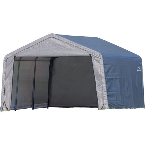 ShelterLogic Folien Weidezelt Zeltgarage  Grau  370x370x260 cm
