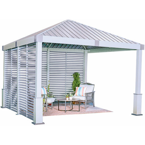 Sojag Aluminium Pavillon Nanda 1212 inkl. Seitenwand  Champagner  363x363x313 cm (1/5)