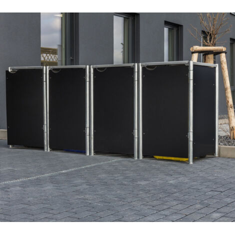 Hide Metall Mülltonnenbox für 4 Mülltonnen 240 Liter  Schwarz  81x279x115 cm