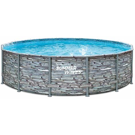 Summer Waves Elite Frame Pool  Aufstellpool rund  Komplettset  Steinoptik  Ø 427x107 cm