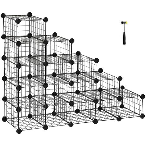 Zapatero Modular con 15 16 Cubos, Rejilla de Alambre de Metal