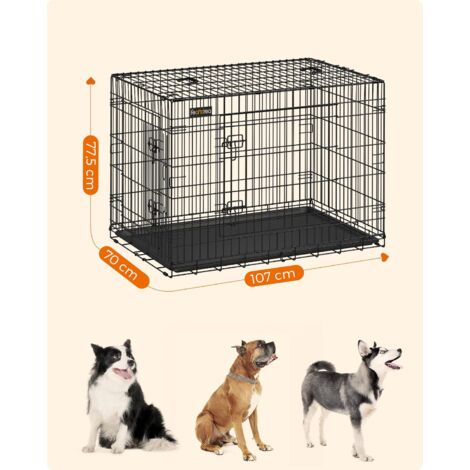 main image of "FEANDREA Jaula metálica para perros Transportín plegable para mascotas (XL 106 x 70 x 77.5cm) por SONGMICS PPD42H - Negro"