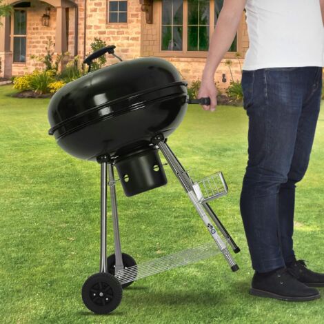 Barbacoa esmaltada con termómetro, Barbacoa portátil con Cesta de  Almacenamiento, Parrilla de carbón Vegetal con termómetro de Tapa y asa  Resistente al Calor, Parrilla Plegable GBQ22BKV1 - Negro