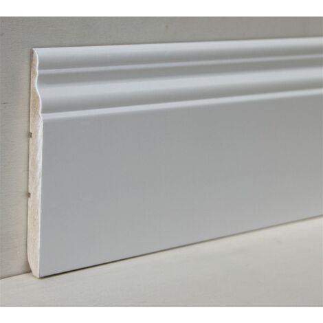 6 pezzi Battiscopa Barocco Ayous legno laccato Bianco mm13x120x3000