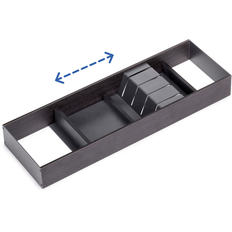 Emuca Organizzatore Orderbox per cassetto, 150x470 mm, Grigio antracite,  Acciaio e Legno