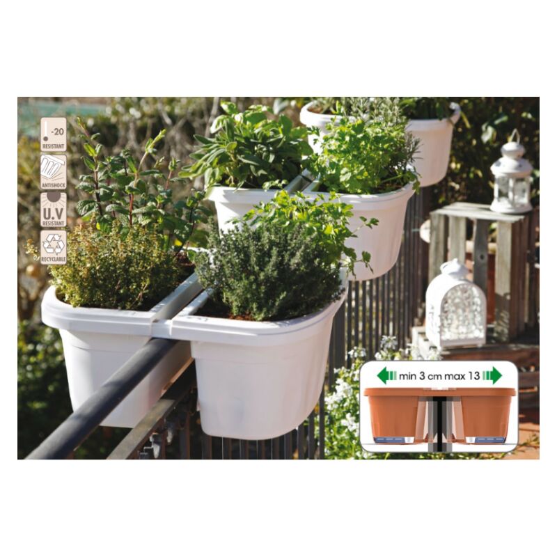 1PZ FIORIERA RETTANGOLARE DOPPIA KLUNIA Col. Verde cm. 40x19,8x18,5 h