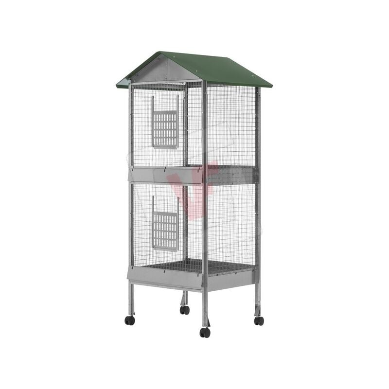 VOLIERA RETTANGOLARE A CASETTA PER UCCELLI 2 PIANI CM. 65X50X170H