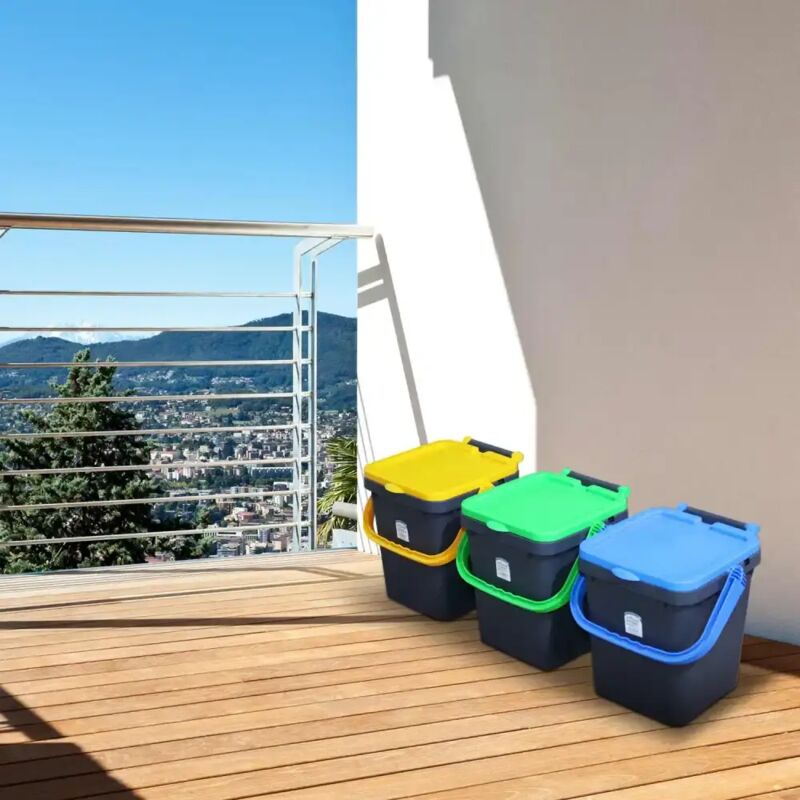 Ecoplast Tris Pattumiere Raccolta Differenziata 20 Lt – Giallo/Verde/Blu – Made In Italy Con Plastica Riciclata - 3