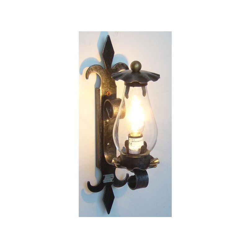 LANTERNA LAMPADA APPLIQUE PLAFONIERA IN FERRO BATTUTO TRENTO CM.36