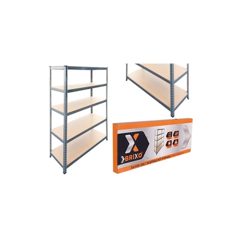SCAFFALI IN 5 PIANI BRIXO SILVER 300 CM.L120xP45xH180
